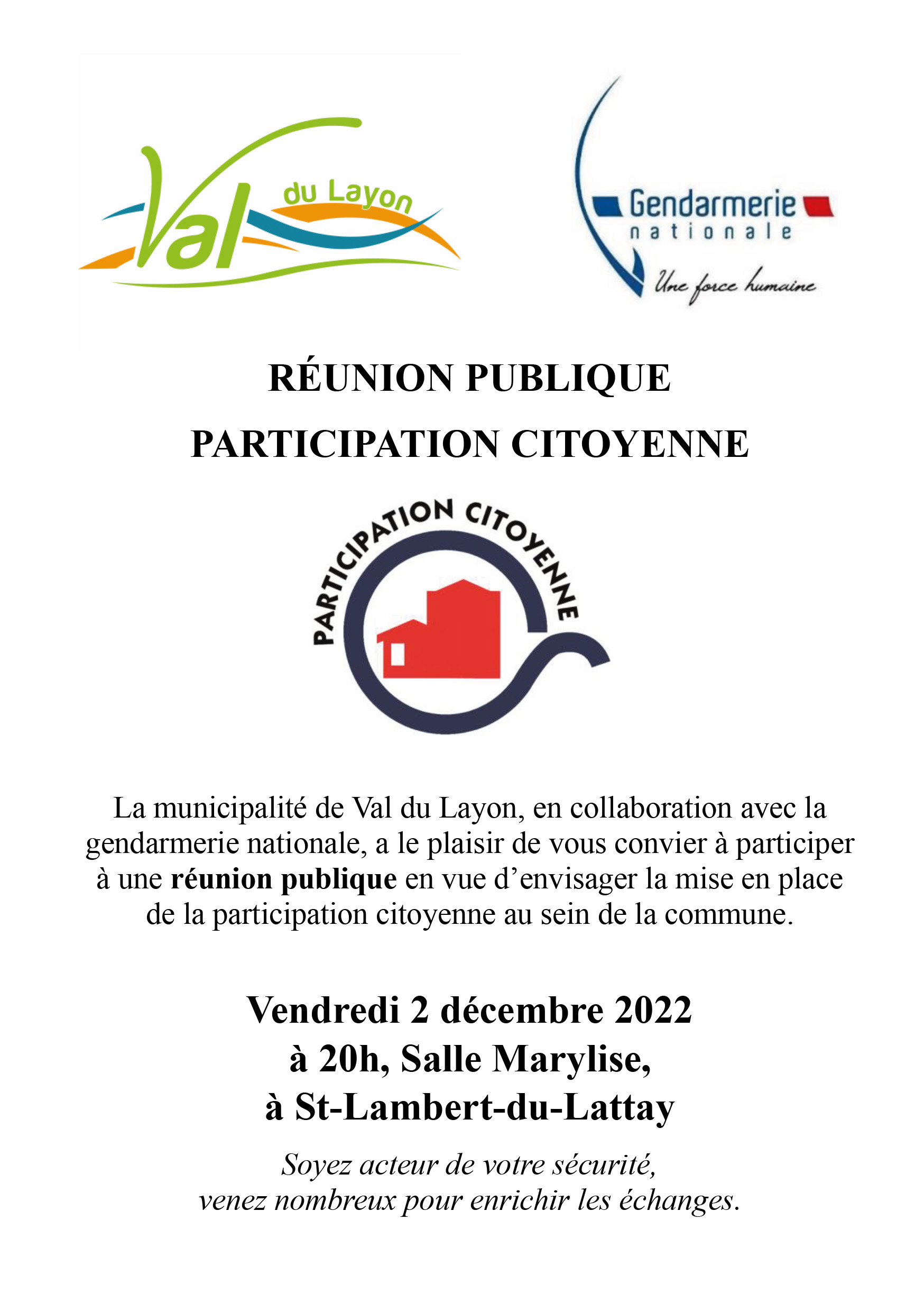 RÉUNION PUBLIQUE PARTICIPATION CITOYENNE